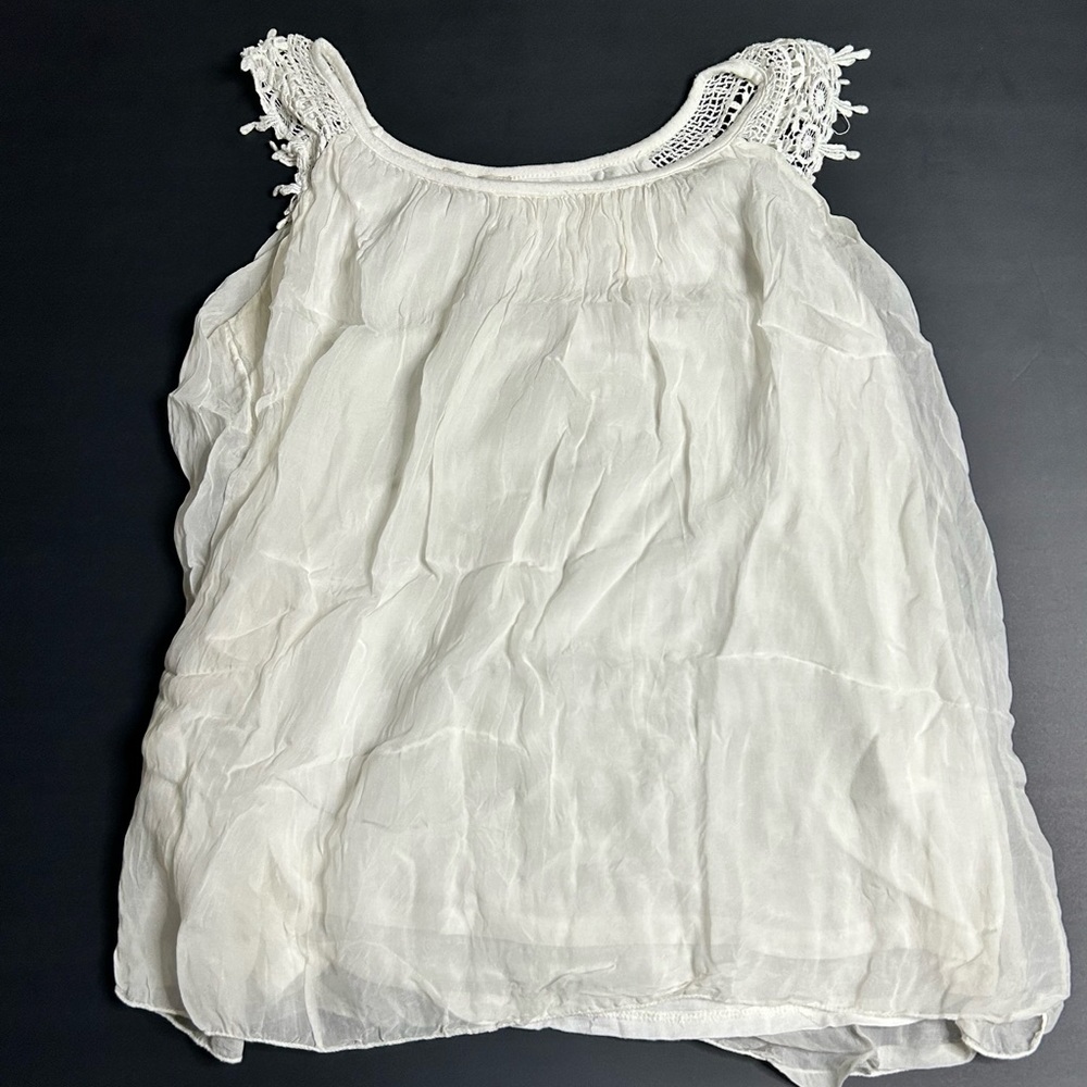 Bellambra Ivory Lace Strap Boho Blouse Top Size M Flowy Lightweight